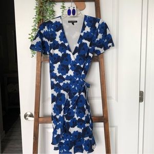 Banana Republic flared wrap polyester blue dress SZ 0